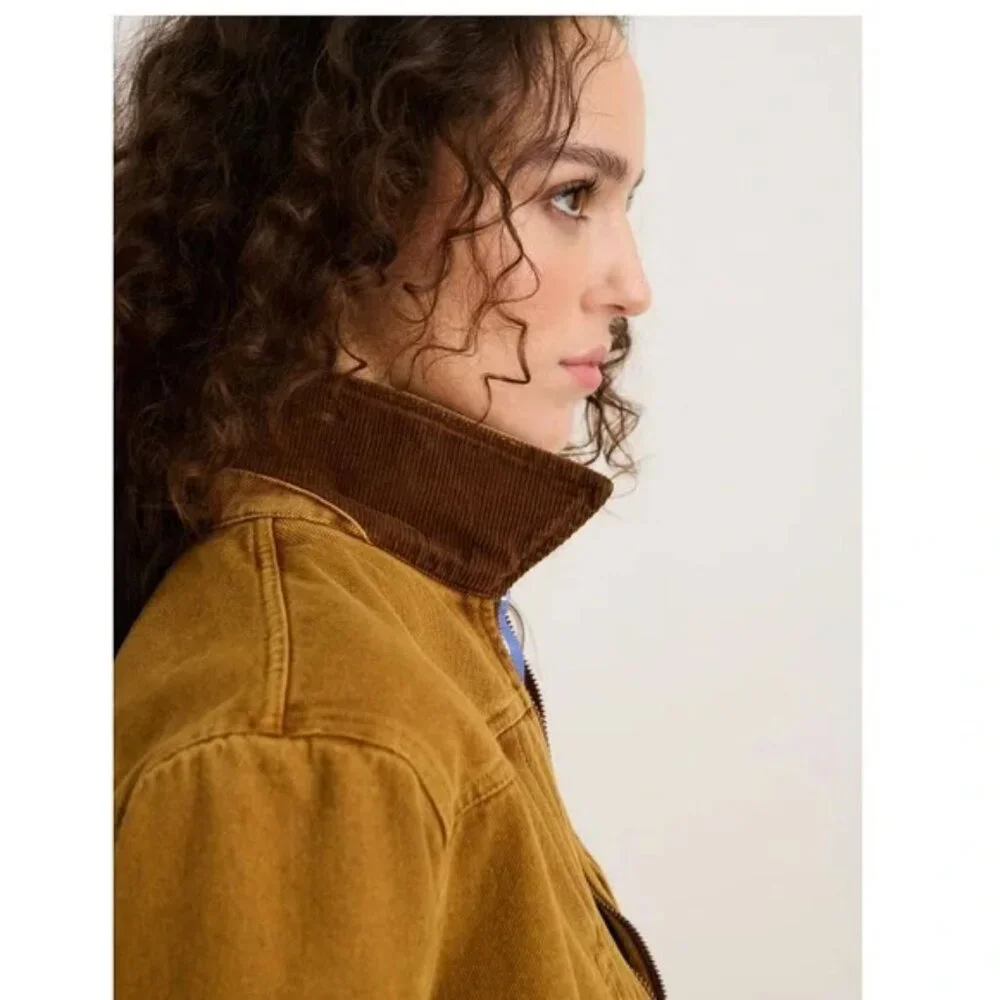 NWOT | Alex Mill Shrunken Zip Jacket in Recycled Denim Golden Khaki - Picture 4 of 11